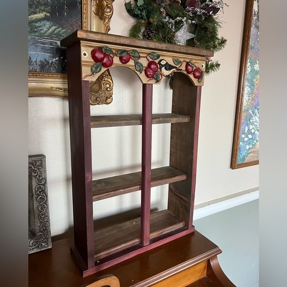 Rare Vintage 1989 Hand Carved Solid
Wood Apple Shelf - Picture 7 of 8